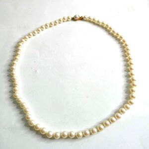 Carolee Vintage Faux Pearl Strand Knotted Necklace Box Clasp Gold Tone Retro Mod